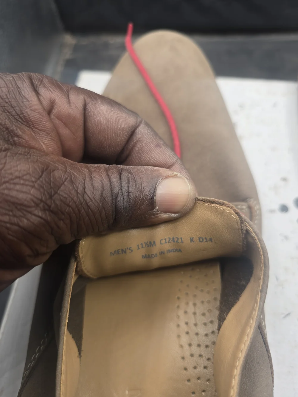 Cole Haan Brown Suede Derby Shoes with Red Laces